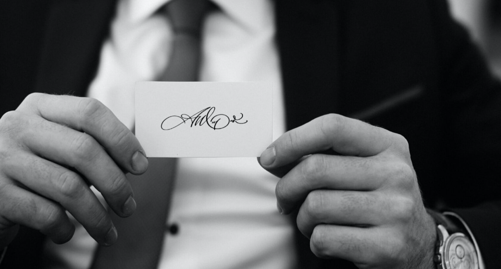 Man holding a paper with a Name Signature